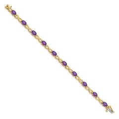 14k Complete 7x5mm Oval Amethyst Infinity Link 7 inch Bracelet