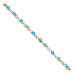 14k Complete 7x5mm Oval Swiss Blue Topaz Infinity Link 7 inch Bracelet