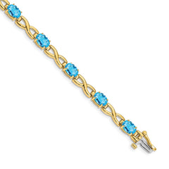 14k Complete 7x5mm Oval Swiss Blue Topaz Infinity Link 7 inch Bracelet