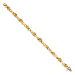 14k Complete 7x5mm Oval Citrine Infinity Link 7 inch Bracelet