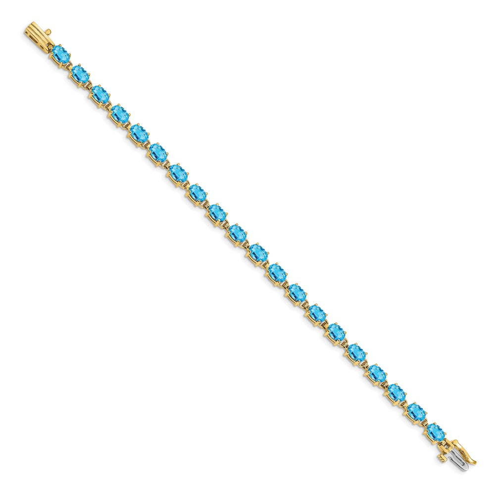 14k Complete 6x4mm Oval Swiss Blue Topaz 7 inch Bracelet