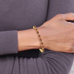 14k Complete 6x4mm Oval Garnet 7 inch Bracelet