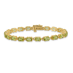 14k Complete 6x4mm Oval Peridot 7 inch Bracelet