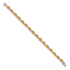 14k White Gold Complete Oval Citrine 7 inch Bracelet