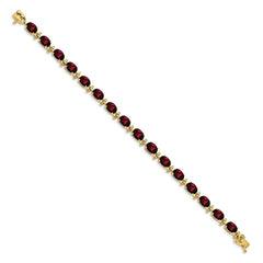 14k Complete Oval Garnet 7 inch Bracelet