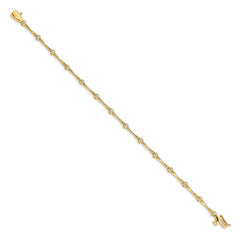 14k Polished Complete 1/4 carat Diamond and Bar Link 7 inch Bracelet