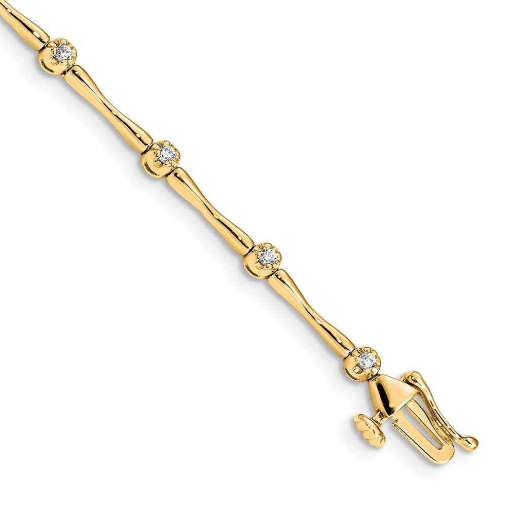 14k Polished Complete 1/4 carat Diamond and Bar Link 7 inch Bracelet