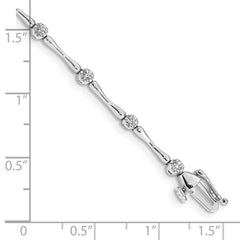 14k White Gold Complete 1/2 carat Diamond and Bar Link 7 inch Bracelet