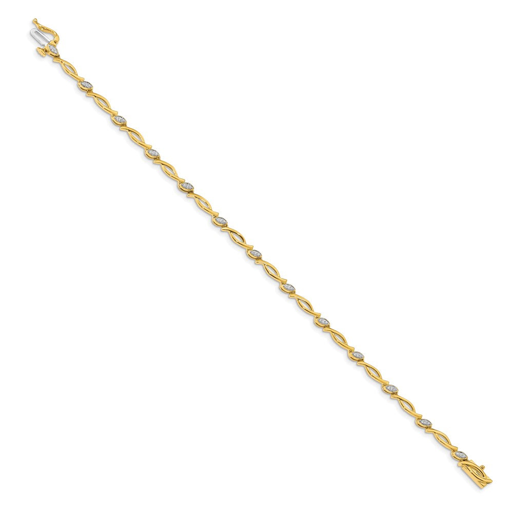 14k Complete 1/8 carat Diamond Fancy Link 7.5 inch Bracelet