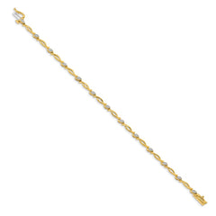 14k Complete 1/8 carat Diamond Fancy Link 7.5 inch Bracelet