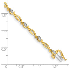 14k Complete 1/8 carat Diamond Fancy Link 7.5 inch Bracelet
