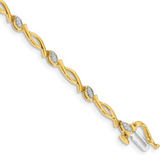 14k Complete 1/8 carat Diamond Fancy Link 7.5 inch Bracelet