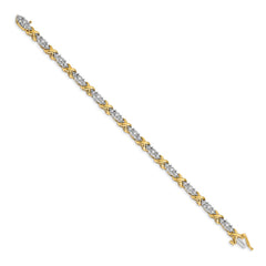 14k Two-tone Complete 1/2 carat Diamond X-design 7 inch Bracelet