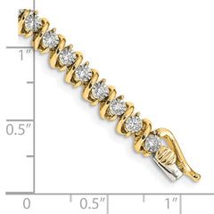 14k Complete 1 carat Diamond S-link 7 inch Tennis Bracelet