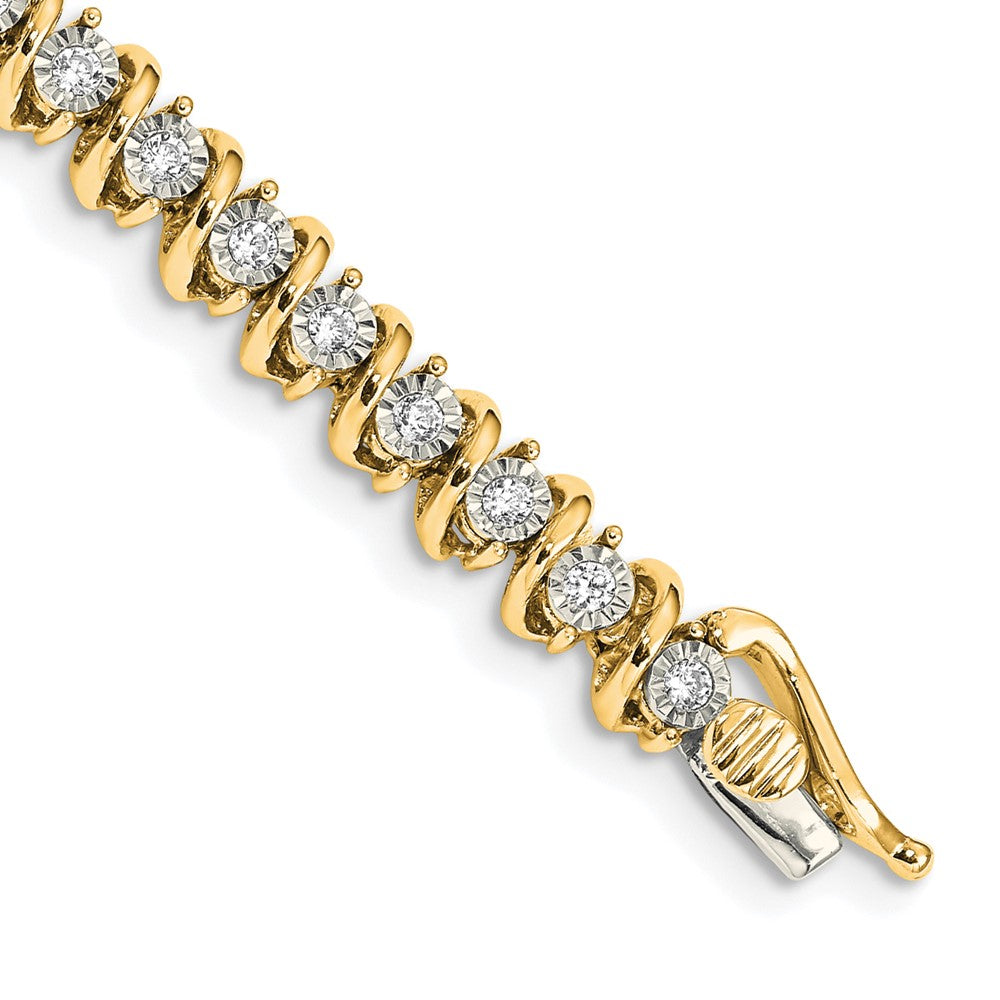 14k Complete 1 carat Diamond S-link 7 inch Tennis Bracelet