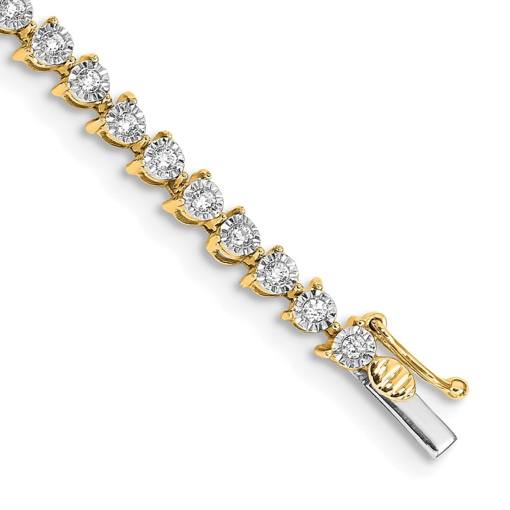 14k Complete 1 carat Diamond Illusion Setting 7 inch Tennis Bracelet - 3