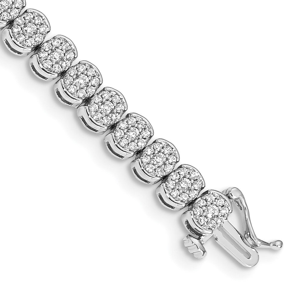 14k White Gold Complete 3 carat Diamond Cluster Setting 7 inch Tennis Bracelet - 2