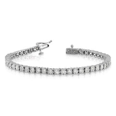 14k White Gold Complete 2 carat Diamond Illusion Setting 7 inch Tennis Bracelet - 2