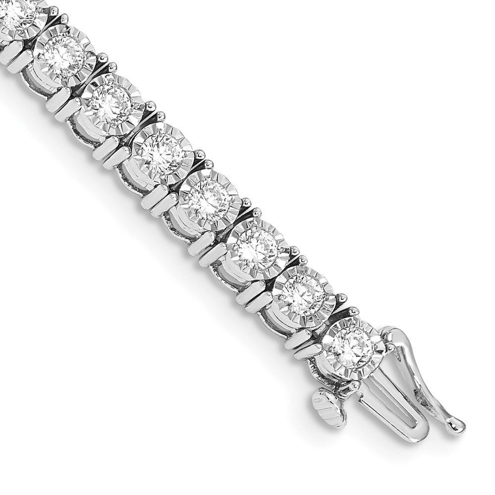 14k White Gold Complete 5 carat Diamond Illusion Setting 7.25 inch Tennis Bracelet