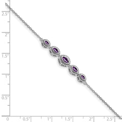 14k White Gold Marquise Amethyst Bracelet