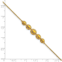 14k Complete 5-Stone Bezel-set Marquise Citrine and Chain 7 inch Bracelet