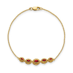 14k Complete 5-Stone Bezel-set Marquise Garnet and Chain 7 inch Bracelet