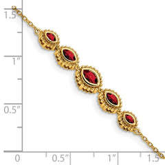 14k Complete 5-Stone Bezel-set Marquise Garnet and Chain 7 inch Bracelet