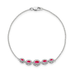 14k White Gold Marquise Ruby Bracelet