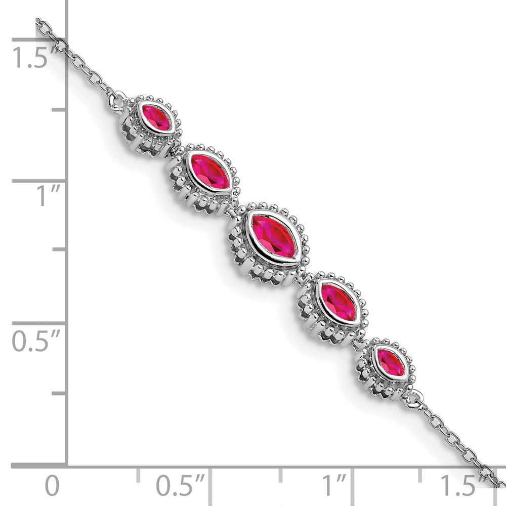 14k White Gold Marquise Ruby Bracelet