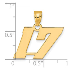 14k Polished Block Number 17 Pendant