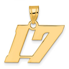 14k Polished Block Number 17 Pendant
