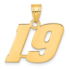 14k Polished Block Number 19 Pendant