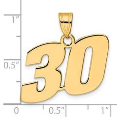 14k Polished Block Number 30 Pendant