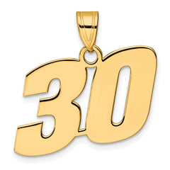 14k Polished Block Number 30 Pendant