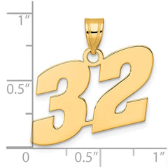 14k Polished Block Number 32 Pendant