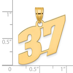 14k Polished Block Number 37 Pendant
