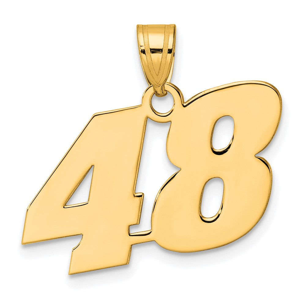 14k Polished Block Number 48 Pendant