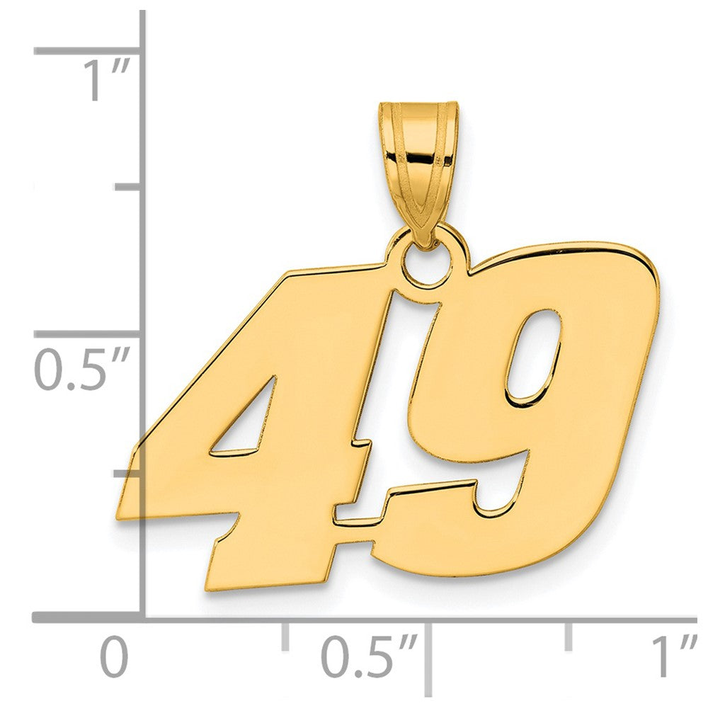 14k Polished Block Number 49 Pendant