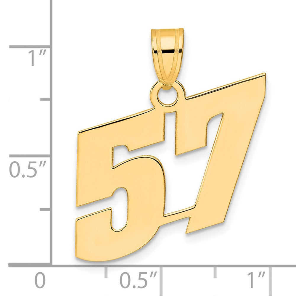 14k Polished Block Number 57 Pendant