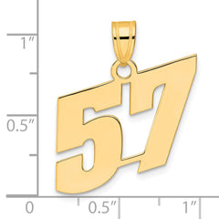 14k Polished Block Number 57 Pendant