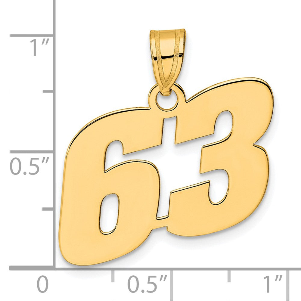 14k Polished Block Number 63 Pendant