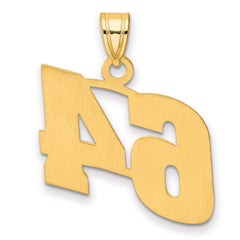 14k Polished Block Number 64 Pendant