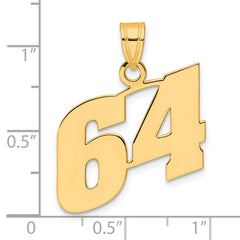 14k Polished Block Number 64 Pendant