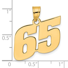 14k Polished Block Number 65 Pendant