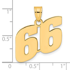 14k Polished Block Number 66 Pendant