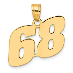 14k Polished Block Number 68 Pendant