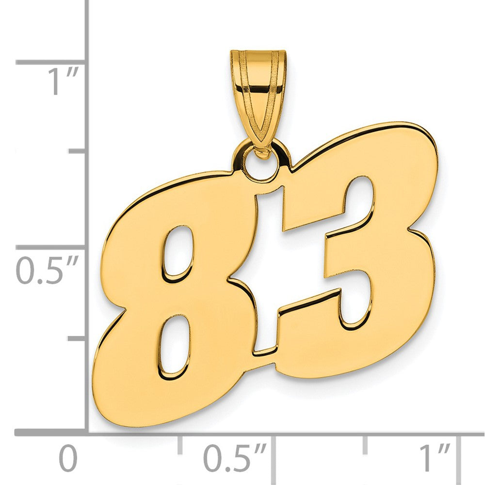 14k Polished Block Number 83 Pendant