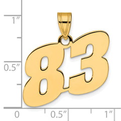14k Polished Block Number 83 Pendant