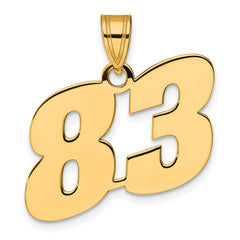 14k Polished Block Number 83 Pendant