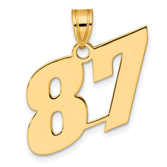 14k Polished Block Number 87 Pendant